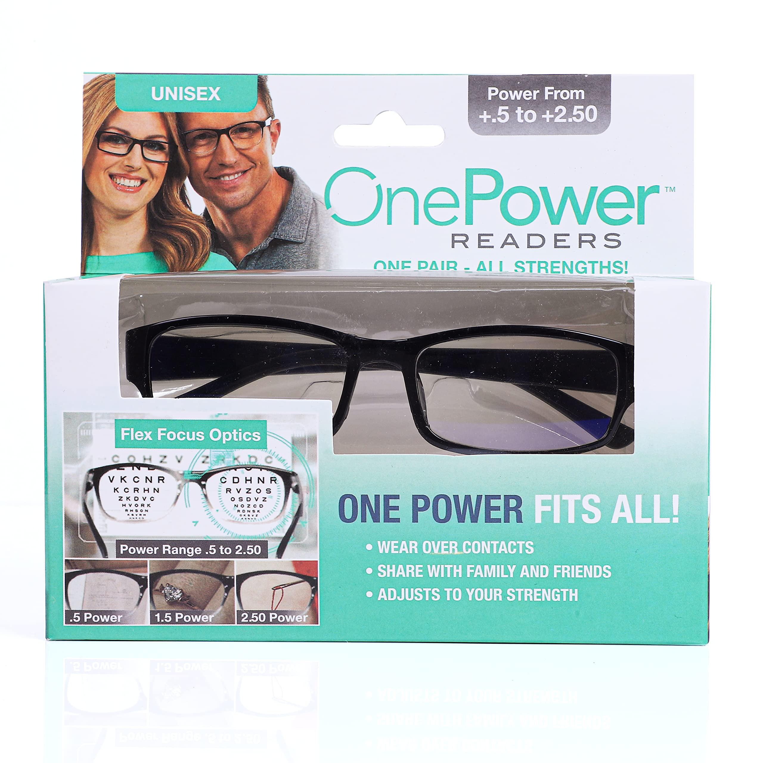 HENIJ HENIJ One Power Readers Glasses, Read Small Print and Computer Screens Adjustable Eye Glasses Flex Clear Focus Auto Adjusting Optics for Women and Men With Case and Cloth (Pack of 2)