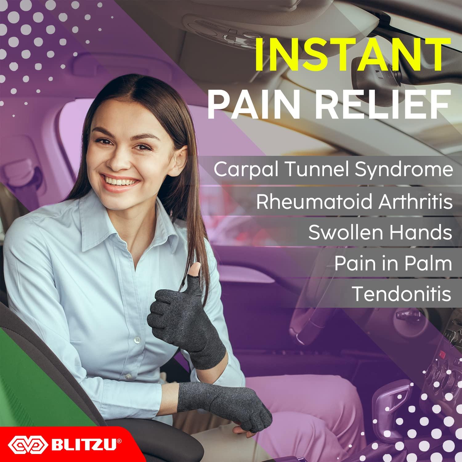 BLITZU BLITZU Raynauds Gloves Fingerless Gloves for Men Compression Gloves for Arthritis Hand Brace for Arthritis Pain and Support Carpel Tunnel Relieve PURPLE M