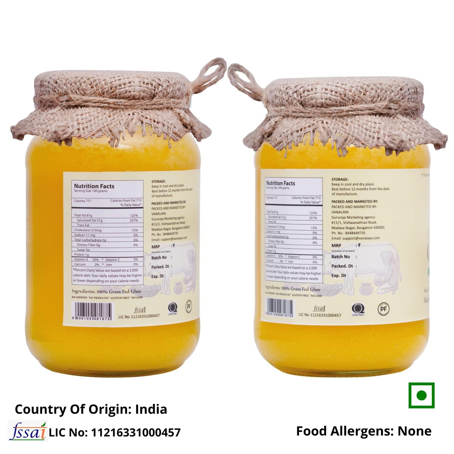 VANALAYA Vanalaya Organic A2 Desi Gir Cow ghee from A2 Milk Prepared by Traditional Bilona Method -200ml