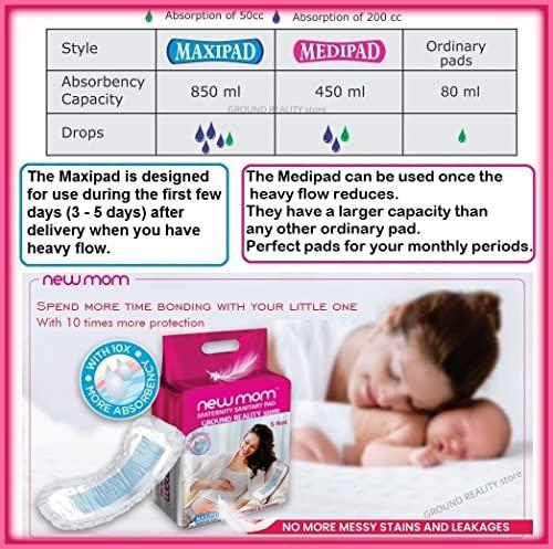 TUNSECHY TUNSECHY (Set of 25) New Mom Disposable Maternity Sanitary Pads for Women. 20 Medi pads for Medium Flow (450ml) + 5 XXXL size New Mom Panty Pad Fixator (washable and reusable) New Post Pregnancy Kit