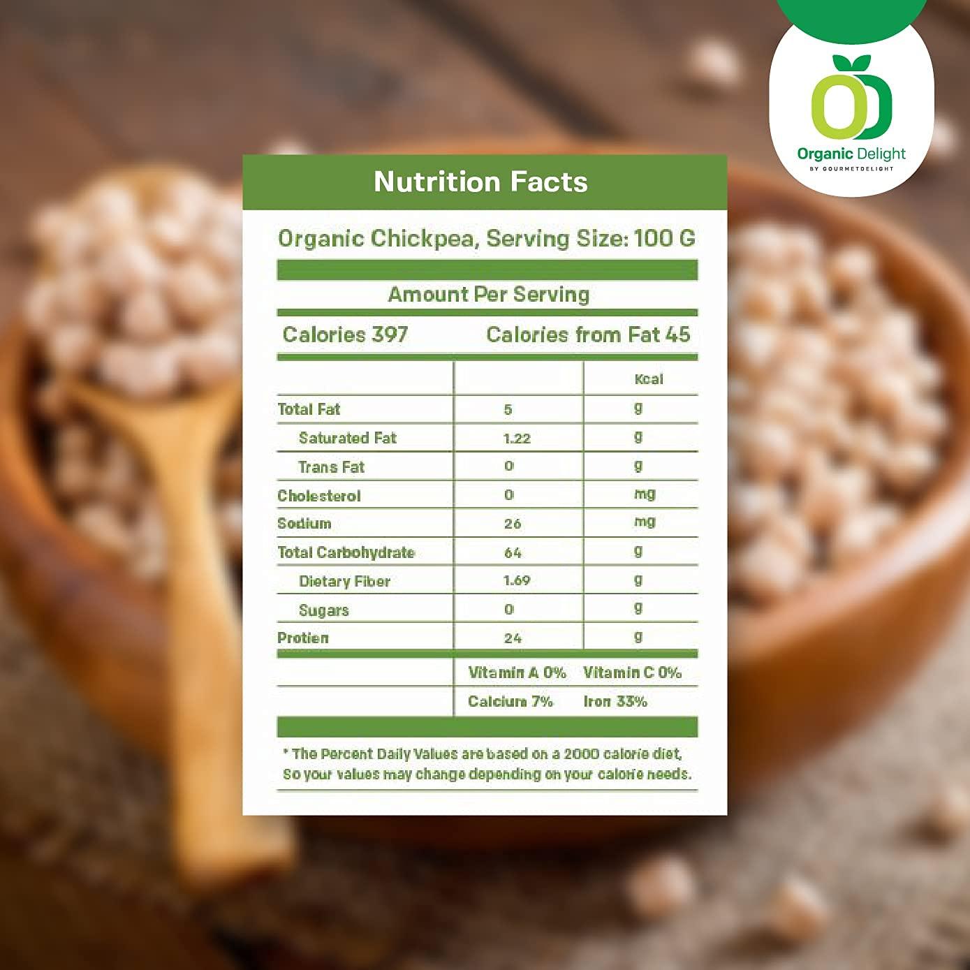 Organic Delight Organic Delight Kabuli Chana/Chickpea (1kg) 100% Natural -USDA Certified - White Chana/Chole Chana - Rich Fiber, High Protein (1 kg)