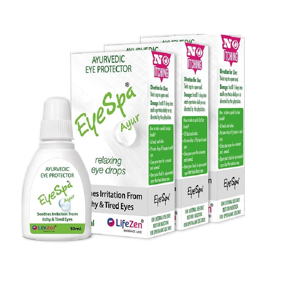 Eyespa EyeSpa Ayur - Ayurvedic Eye Drop, Relieves dryness,redness,itching,Cooling daily-use Triphala, Rose water, bhringaraj, honey (Pack of 1) -10 ML