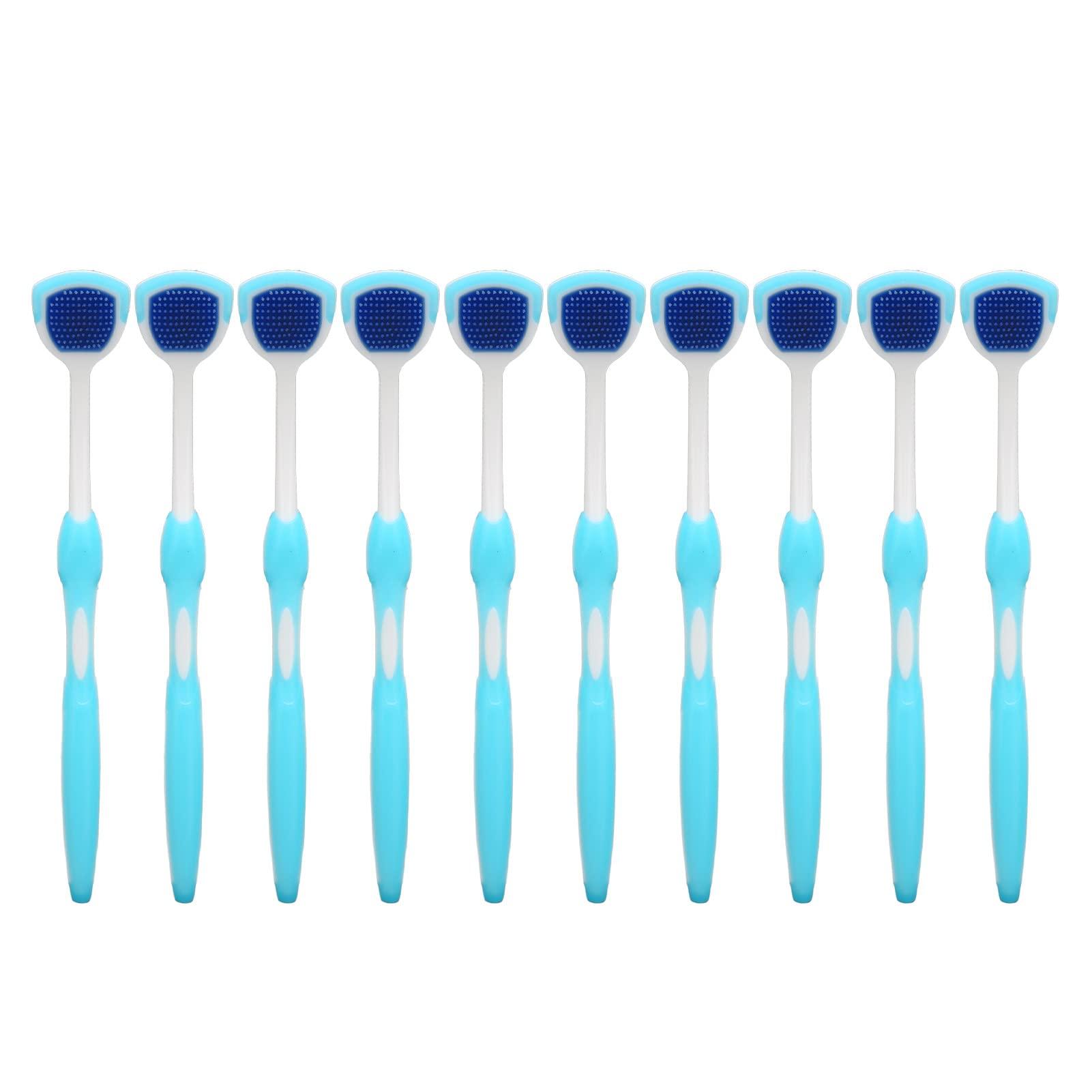 Jaerb Tongue Brush, Tongue Cleaner Long Handle for Adults (Blue)