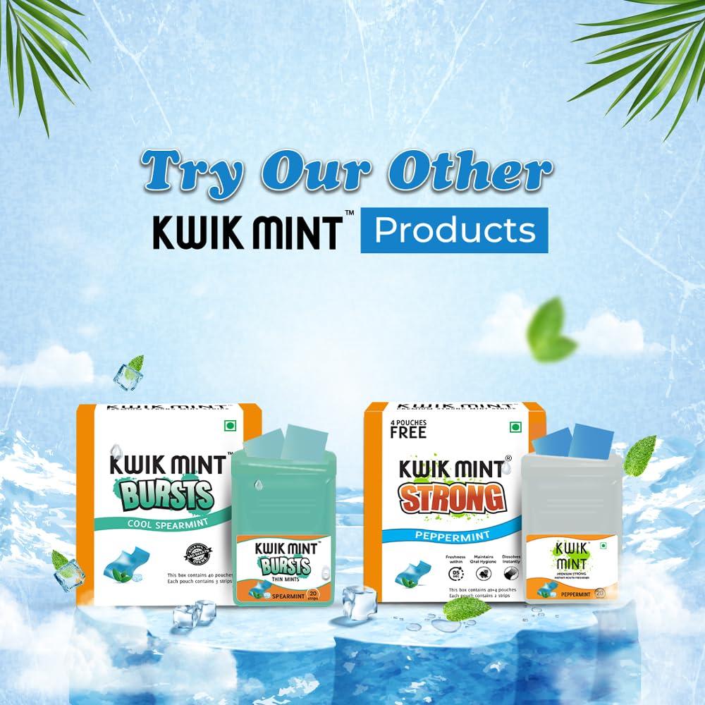 Kwik Mint Kwikmint Premium Strong, Instant mouth freshener dissolving strips for oral care  Pack of 4 (352 Strips)