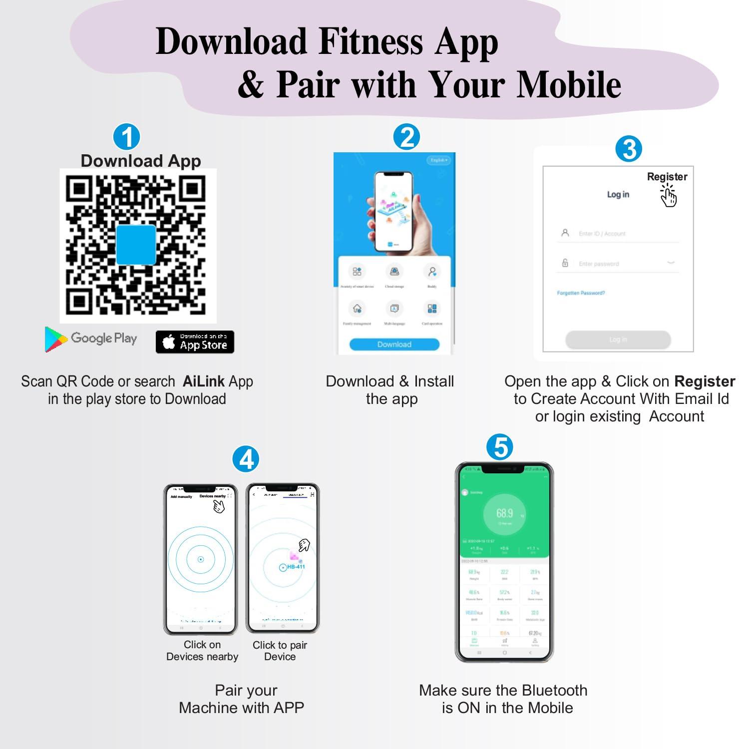 Healthgenie Healthgenie Smart Bmi Weight Machine For Body Weight With 18 Body Parameters Sync With Mobile App, 2 Yrs Warranty Bluetooth Weighing Machine Metallic Shine (Hb-411), 180 kg