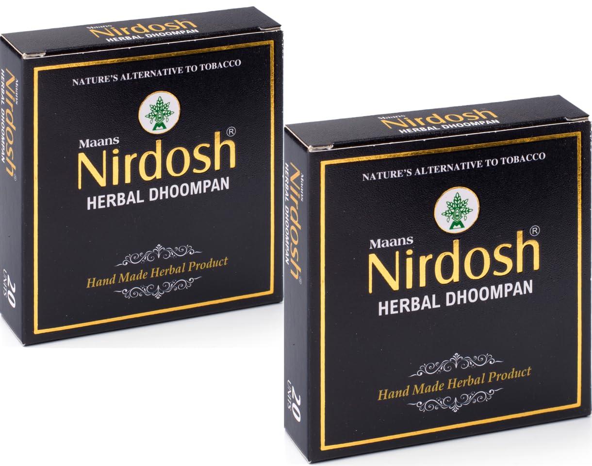 Nirdosh Nirdosh Herbal Dhoompan (Without Filter) 100% Made Up from Organic Ingredients (Pack of 2) 40 Beedi