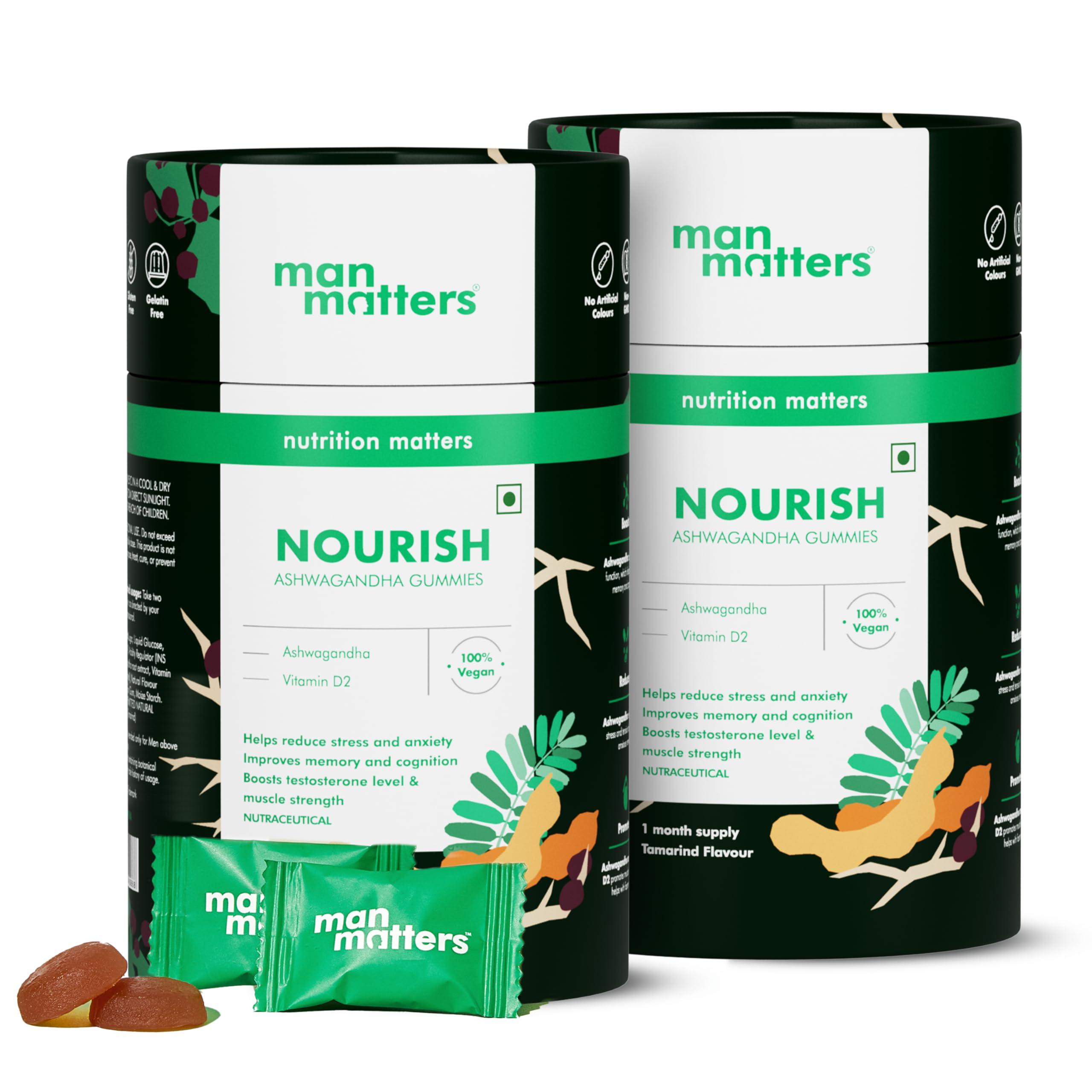 Man Matters Man Matters Ashwagandha Gummies (Pack of 2) | 300mg Ashwagandha | Promotes Recovery, Enhances Overall Well-Being & Improves Memory & Cognition