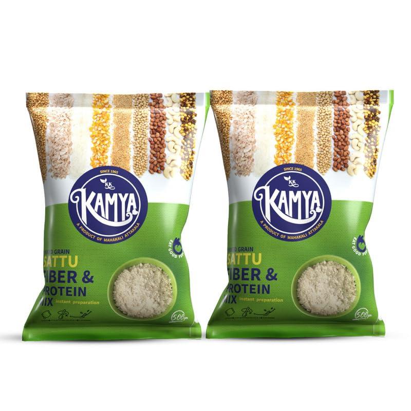 KK Kamya Kamya Mixed Grain Sattu | Naturals Powder with High Protein and Fiber |100% Natural Nutrition | Cereals & Grains Sattu Drink (Pack of 2, 2Kg.)