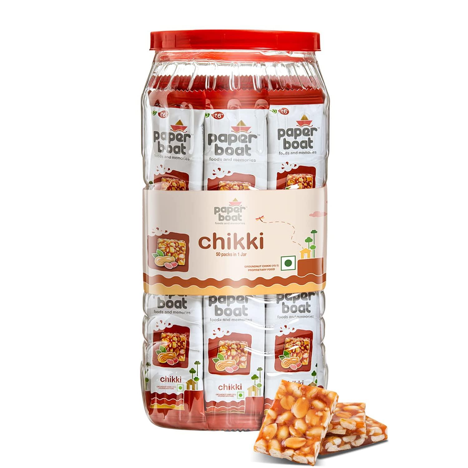 Paper Boat Paper Boat Chikki Jar, Peanut Bar | Gazak (50 Pieces, 16g Each 800 g) & Paper Boat Classic Roasted Nuts, Seeds & Berries Medley (200 g)