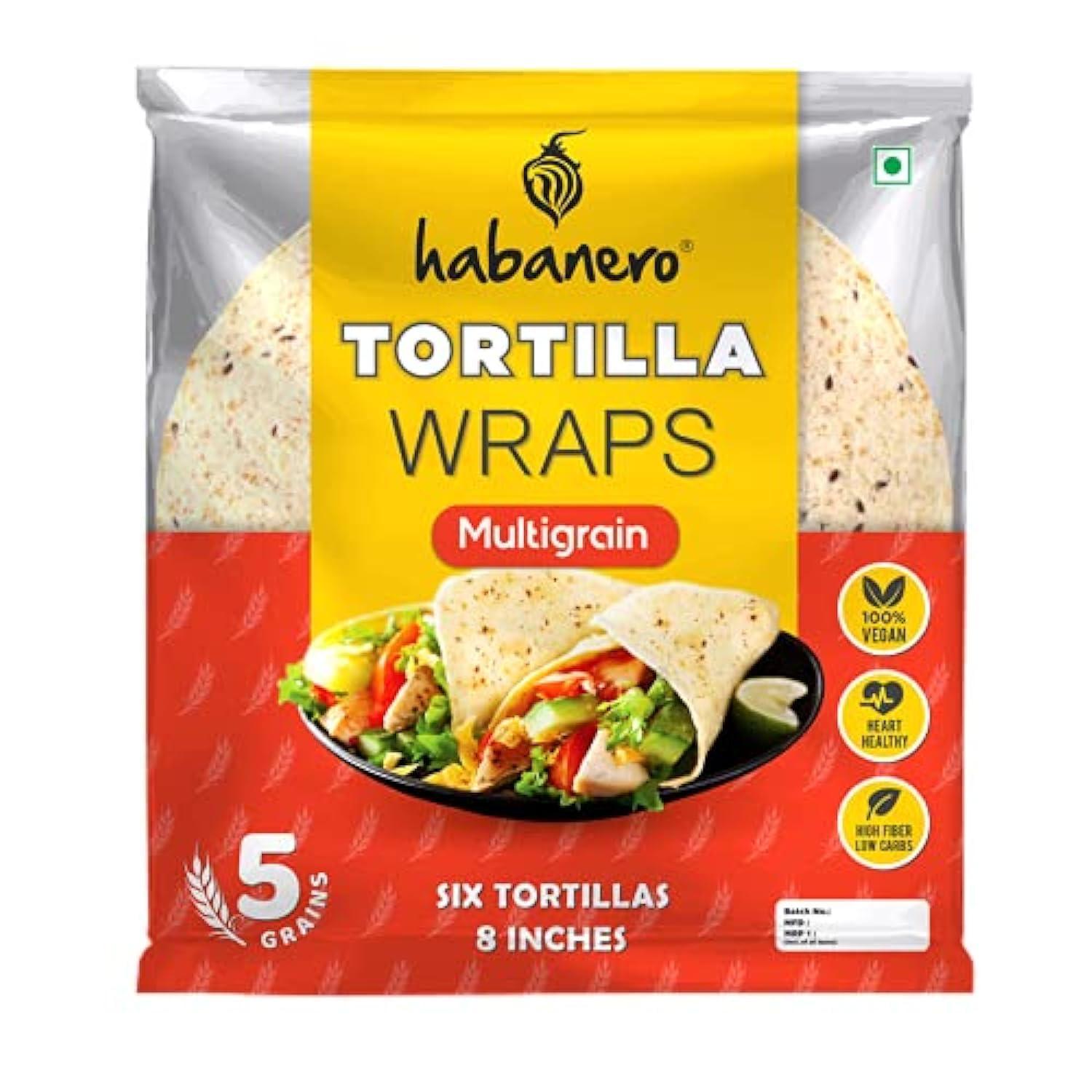 habanero Habanero Tortilla Wraps| multigrain | 8 Inches |Goodness of multigrain, Ragi, oats, Barley and Maize flour| 330G