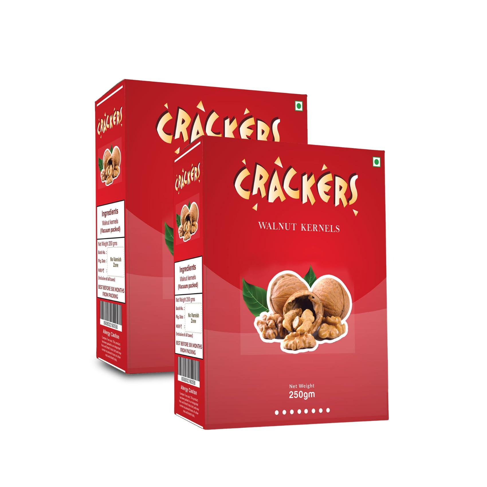 GO Go Crackers Kashmiri Brown Walnuts Kernels Without Shell -Pack of 2 x250 g