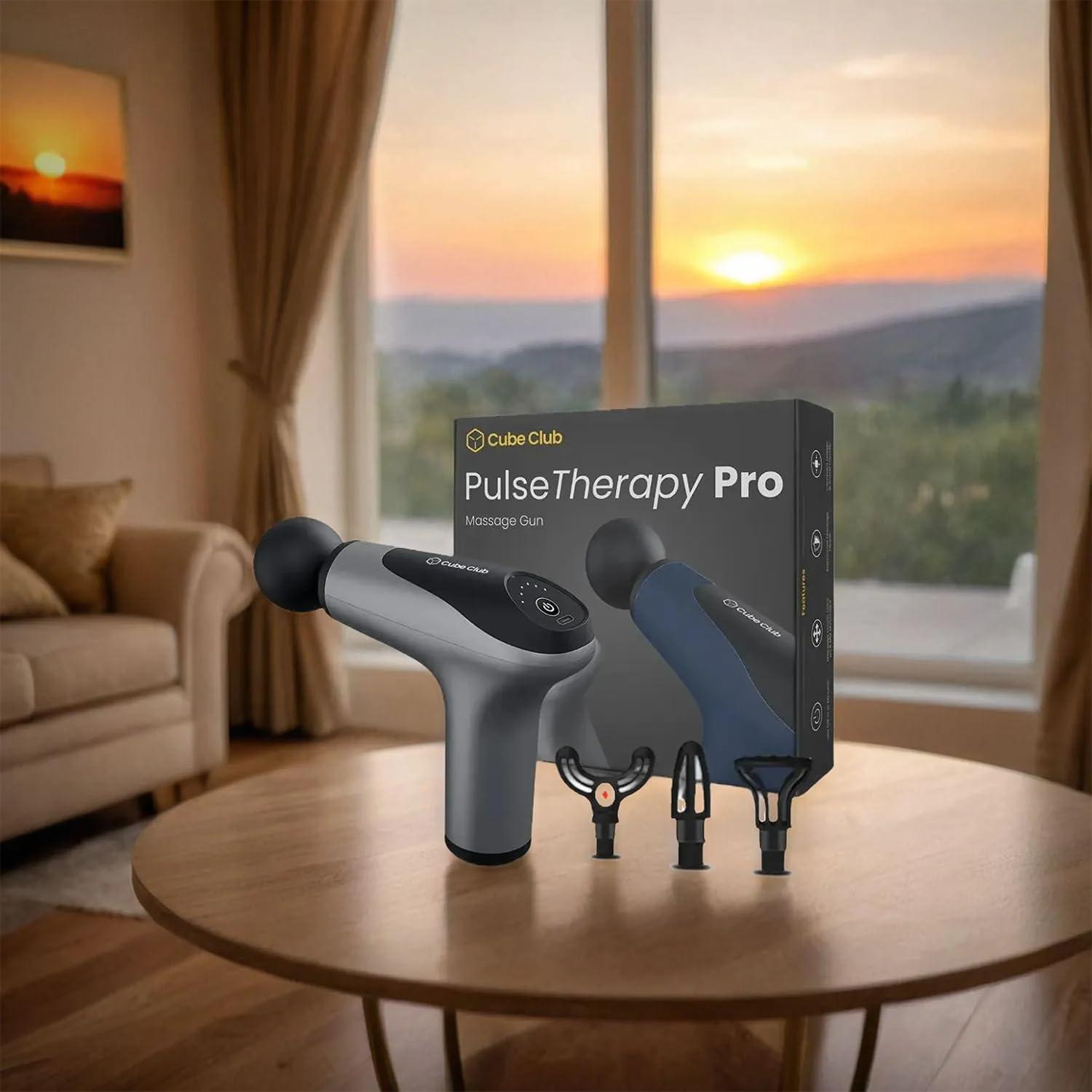 The Cube Club The Cube Club Deep Tissue Massage Gun with 4 Soft Massage Heads Portable Full Body Pain Stress Relief Percussion Muscle Massager with 3200 RPM Powerful Bi-Directional Motor for Men & Women (Grey)