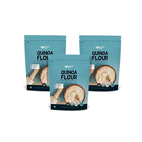 NOURISH YOU Nourish You Organic Quinoa Flour 2.25Kg | USDA Certified Gluten Free Atta | Enriched with Dietary Fibre, Protein & Vitamins | Improves Gut Health | Superfood | No Preservatives | Pack of 3 | 750G Each