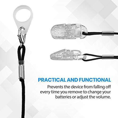 MEDca Hearing Aid Clip - Protective Holder with Anti Lost Lanyard Cord - Rope with Loops and Clip and Security Clip Ideal for Behind the Ear Hearing Aids and Personal Sound Amplifiers
