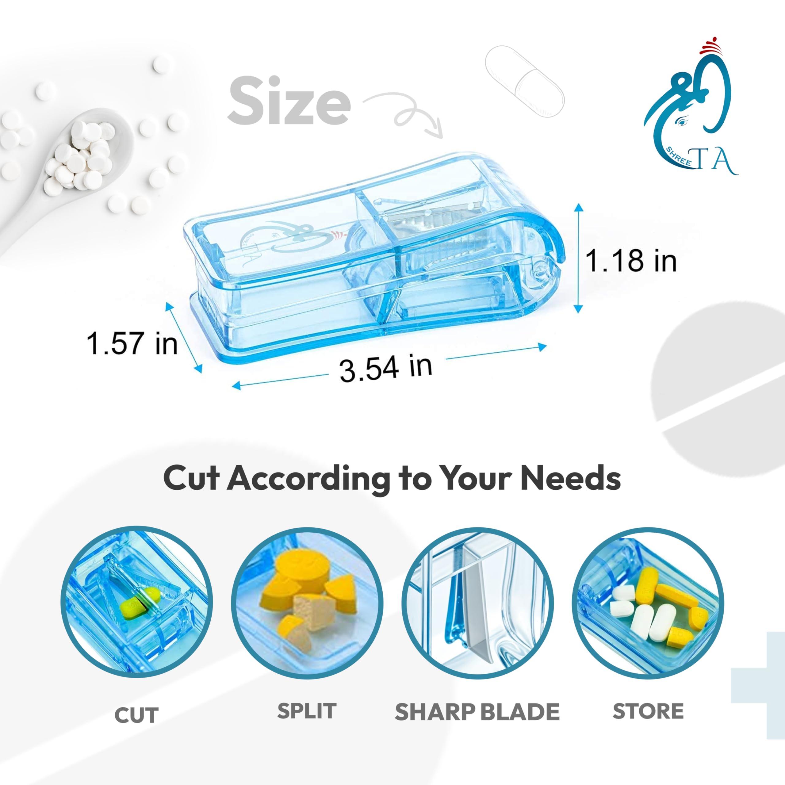 SHREETA SHREETA 2 PCS Pill Cutter and Splitter for Small Pills and Large Pills in Half with Stainless Steel Blade Easy Cut Pills Tablet Vitamin and Big Medicine