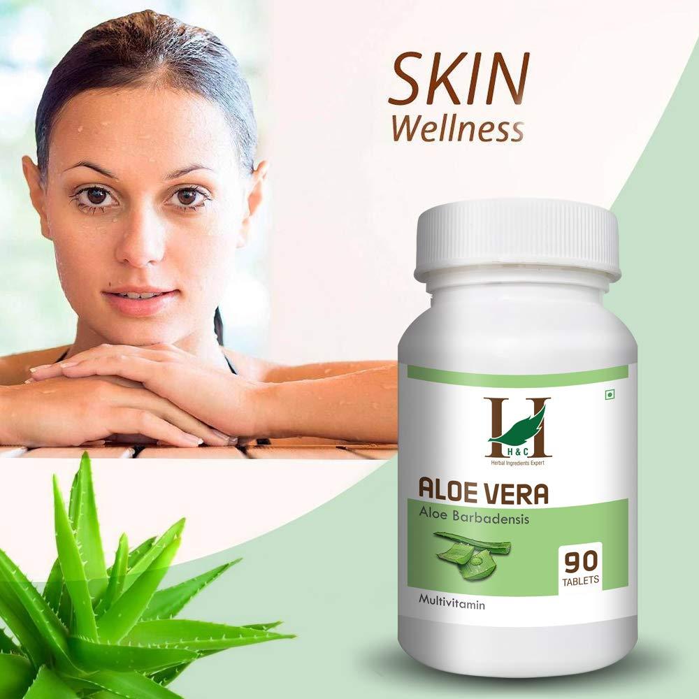 H&C HERBAL INGREDIENTS EXPERT H&C Herbal Ingredients Expert Aloe vera Tablets - 350 mg - Pack 90 Tablets - For All Wellness And Rejuvenation
