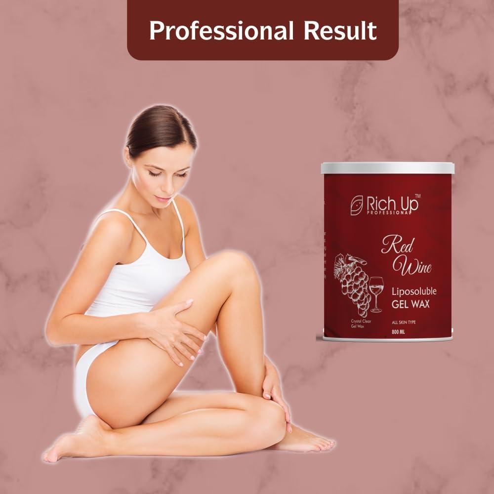 RICH UP PROFESSIONAL RICH UP 800ml Liposoluble wax - Red wine (With 60ml Pre wax gel & 60ml After waxing oil)