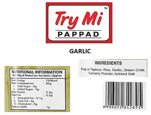 Try Mi PAPPAD Try Mi Pappad Garlic Papad 200 Gram Pack of 1 (200G) - Garlic Vadagam * Garlic Fryums * Garlic Applam * Garlic Appalam (Garlic)
