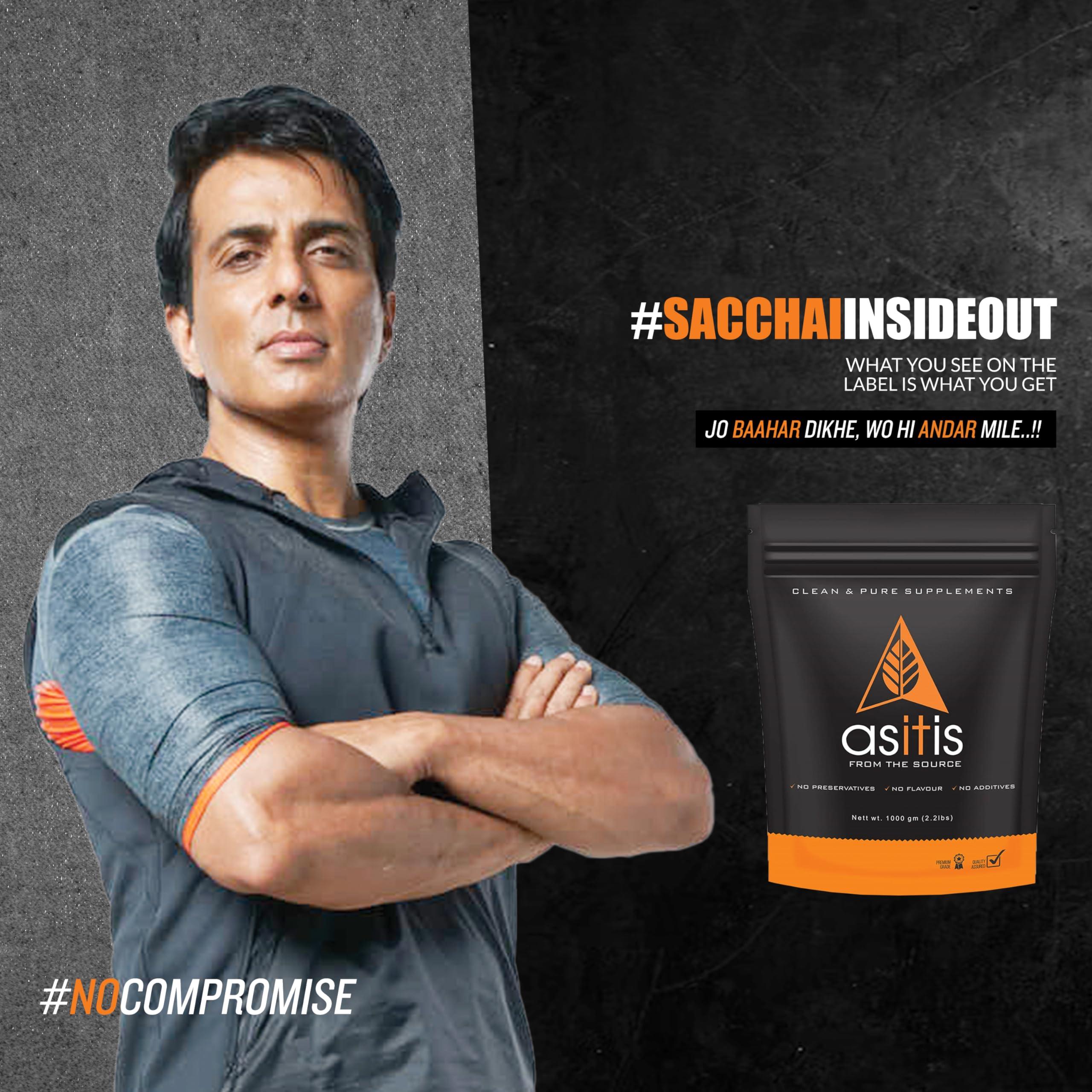 Asitis Nutrition AS-IT-IS Nutrition Whey Protein Isolate 90% - 500 Gms | Protein 27g & BCAA 5.9g per serving