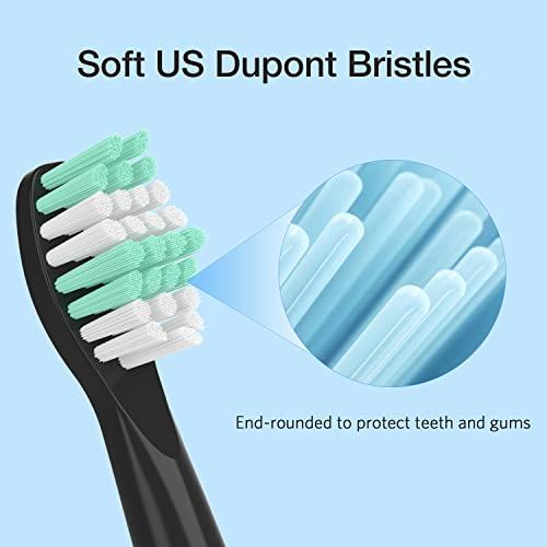 Senyum Senyum Electric Toothbrush Replacement Heads Compatible with Fairywill Toothbrush, 10 Pack Black