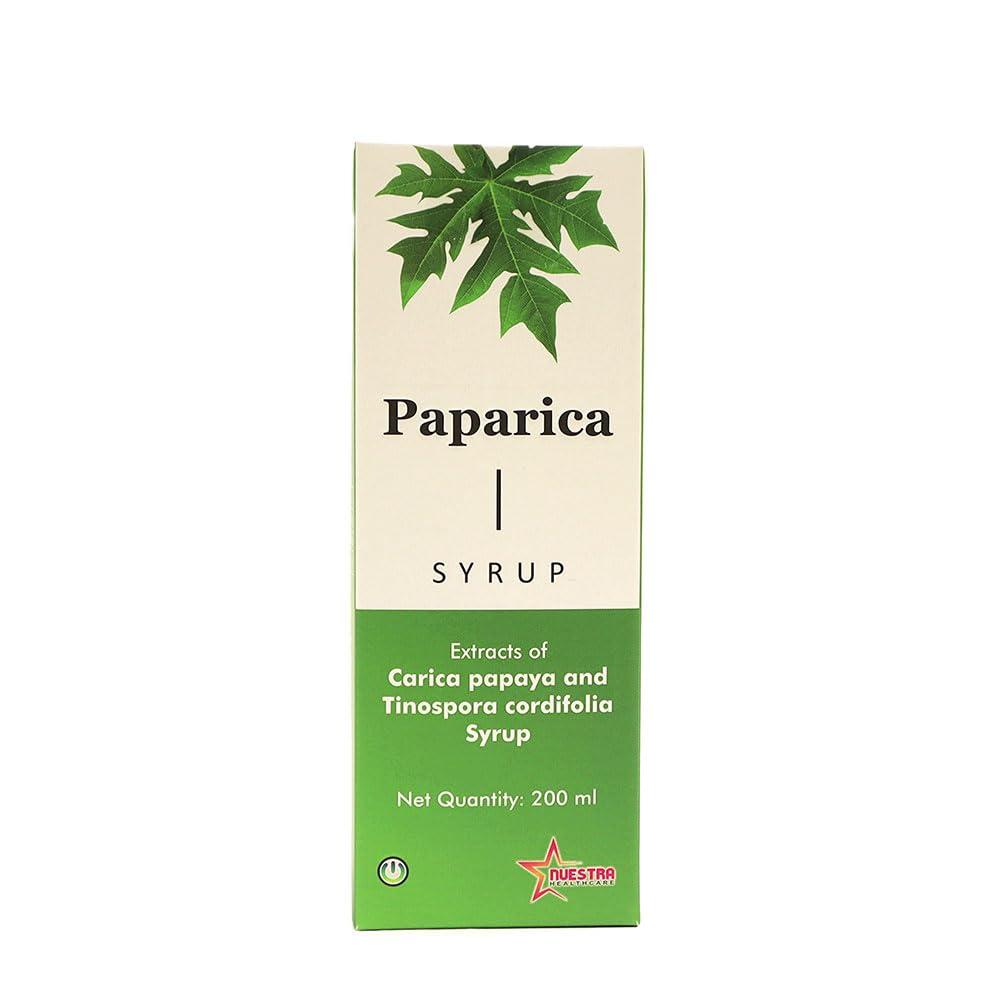PAPARICA Nuestra 200 ml Paparica Syrup for Platelet Count | Platelet Count Increase Syrup | Papay Leaf Extract | Platelet Count Booster | (Pack of 1)
