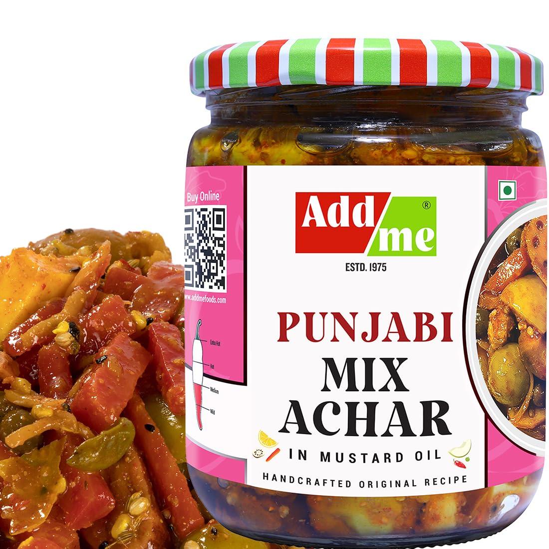 Add me Add me Mixed Pickles 1kg Homemade Mix achar & Taste Mango Chilli Lemon Carrot ker Ginger karonda lasoda Fruit Punjabi Achar 500gm + 500gm Mix achar