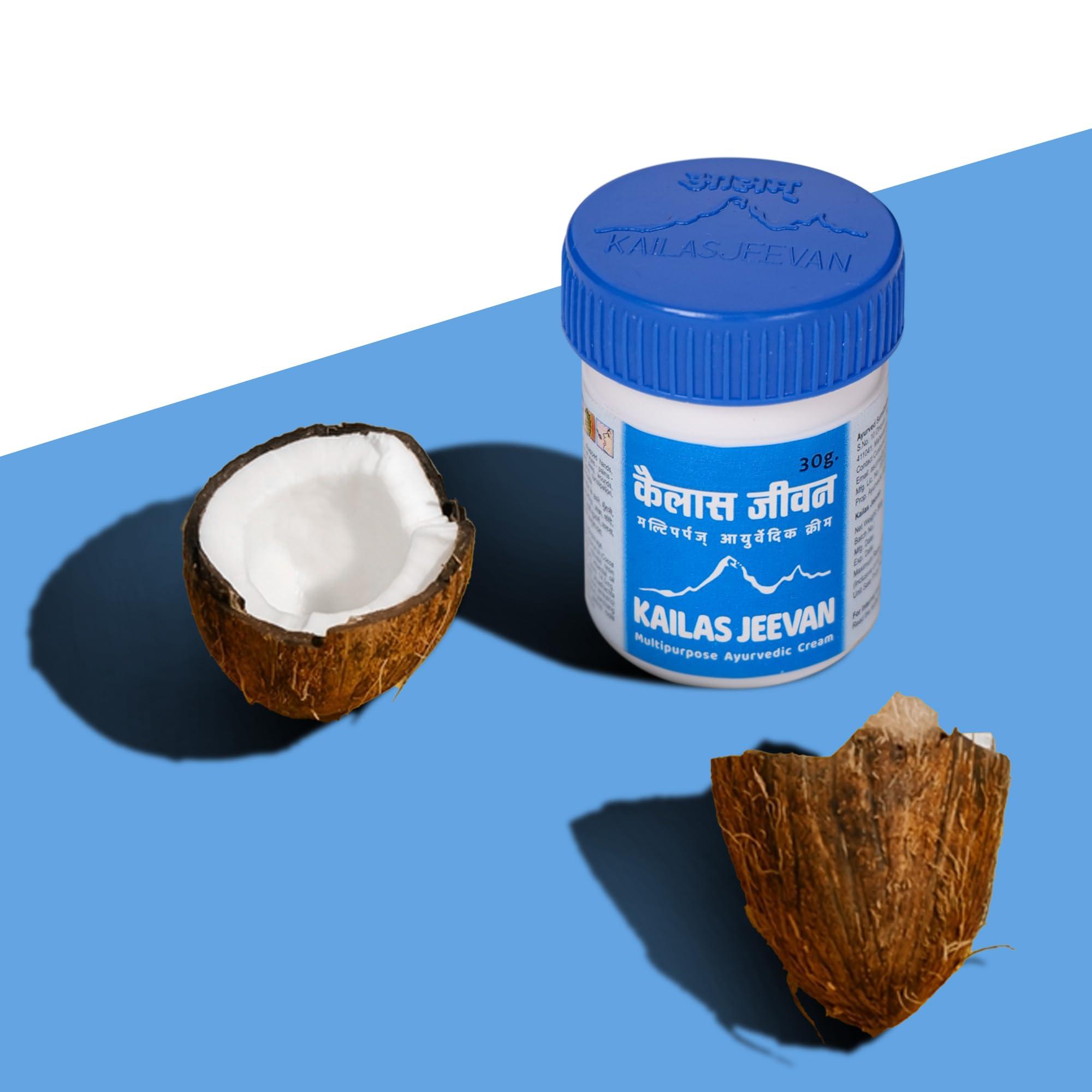 KAILAS JEEVAN Kailas Jeevan Ayurvedic Multipurpose Cream | Foot Care for Diabetics | Moisturizes & Repairs Dry, Cracked Feet | Heel & Callous Treatment | Soothes Chapped Skin | Paraben-Free Formula 30g (Pack of 2)