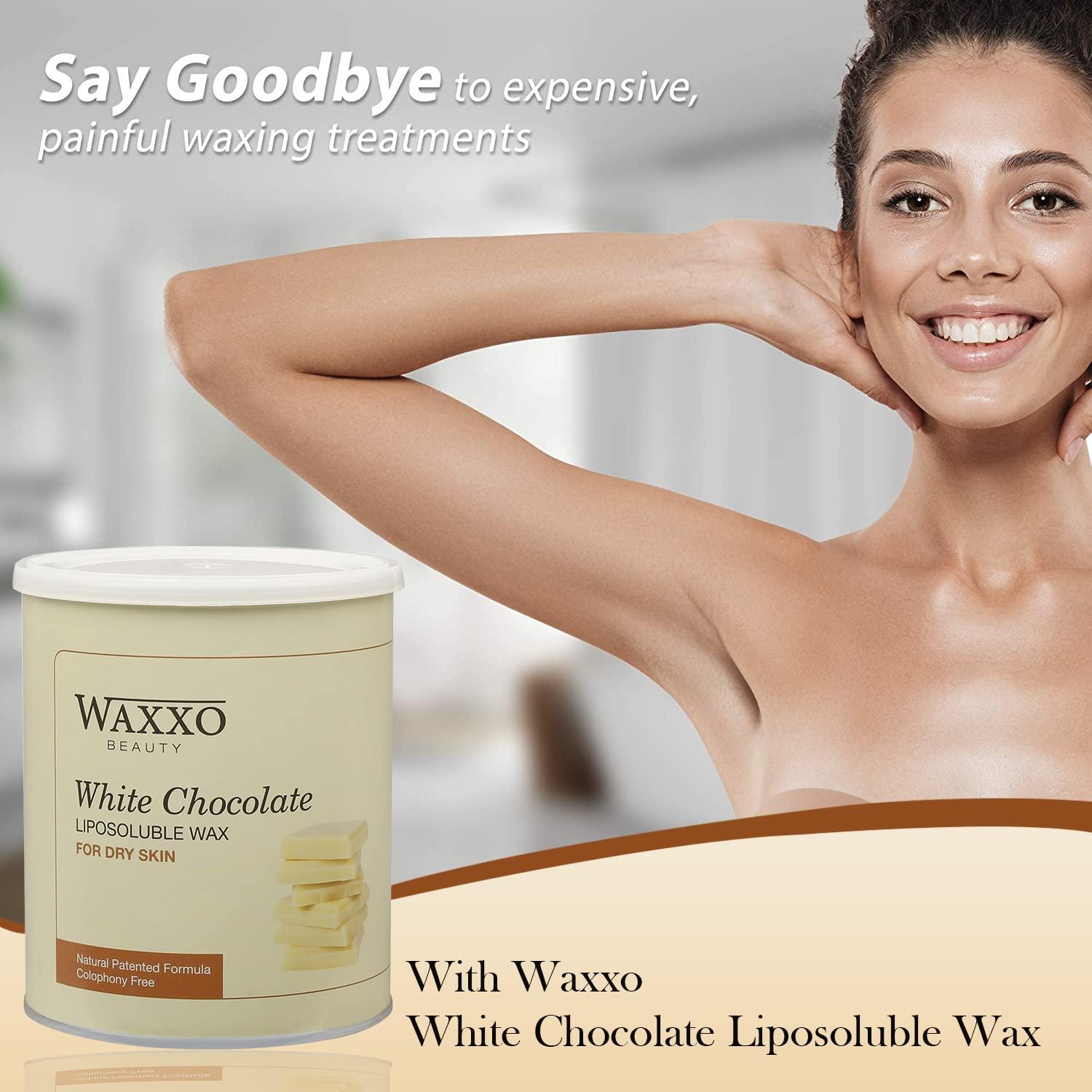 WAXXO Waxxo White Chocolate Liposoluble Wax for Dry Skin Men & Women Hair Waxing | Easy Tan Removal with Glyceryl Rosinate and Beeswax | 800ml, Pack of 1