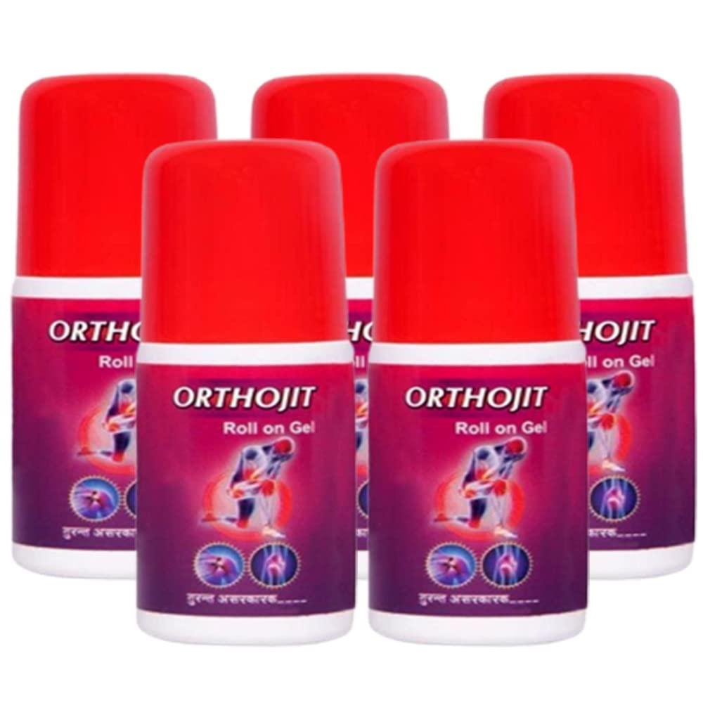 Generic Orthojit Roll on Gel Oil for Back, Knee, Legs, Neck, Shoulder, Joint and Muscle Pain | Pure Ayurvedic Pain Relief Oil Roll on - 50 ml (Pack of 5)