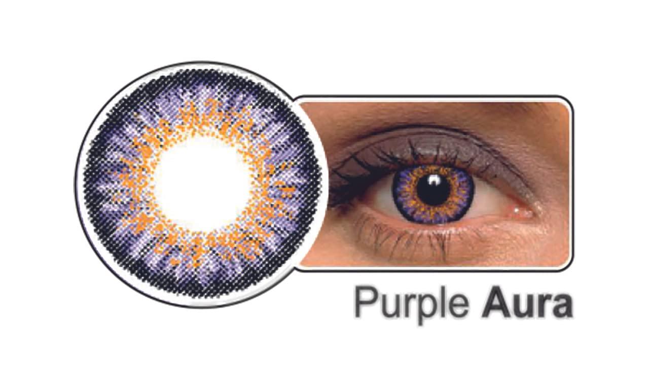 CELEBRATION COLORS Celebration Color Yearly Coloured Contact Lenses 1 Pair (Purple Aura,-2.00)