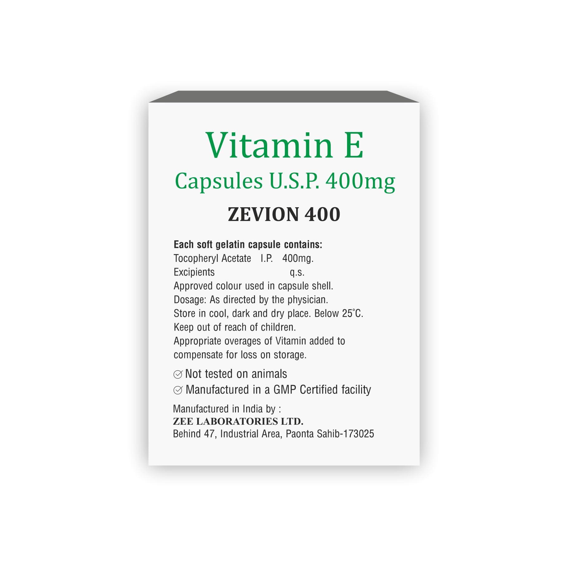 Zeelab Zeelab Zevion 400 Vitamin E Caps, 100% Natural (30 Caps) (Pack Of 5)