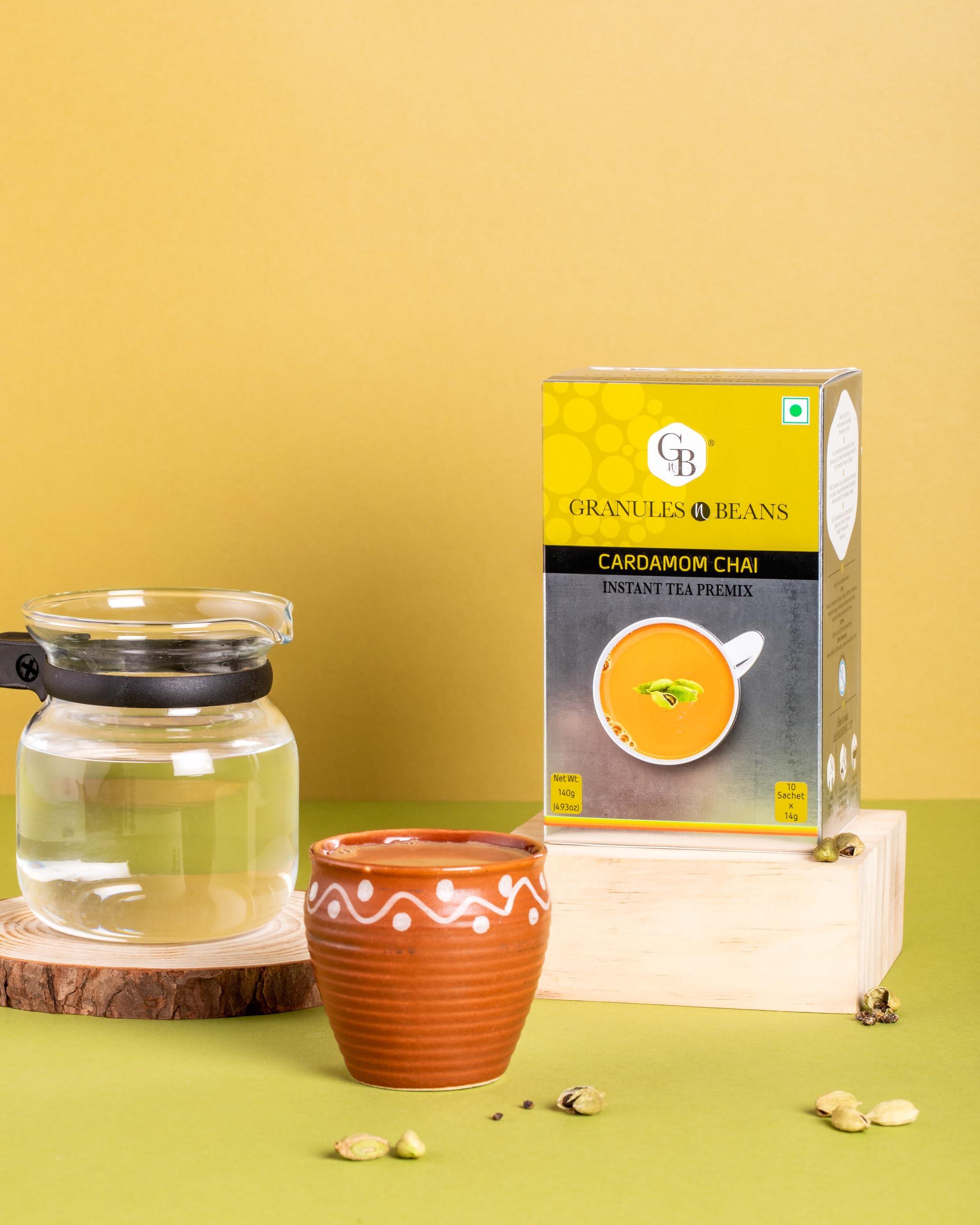GranulesnBeans Granules n Beans Cardamom Chai Instant Tea Premix (Elaichi) - (10 Sachet x 14g =140g)