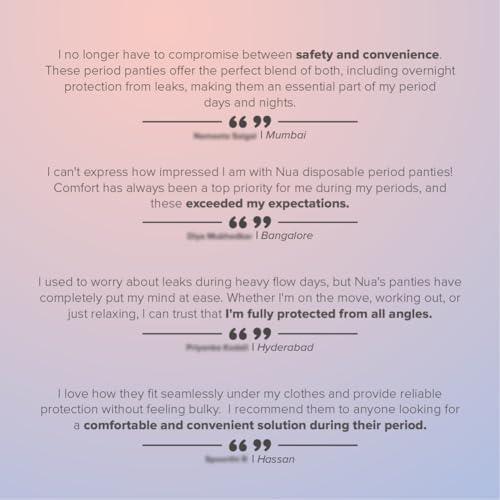 Nua Nua Overnight Period Panties for Women | 360 degree coverage | for Heavy Flow | Unscented | 5 Disposable Period Panties | Extra Large | Upto 0% Leakage (Pack of 4)