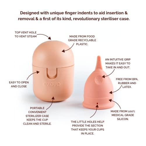 Ezcup Ezcup Reusable Menstrual Cup for Women with an easy-to-use Portable Sterilising Container,100% Medical Grade Silicone+Menstrual Cup Wash -100 ml with Aloe vera, Neem & Tea tree oil. (REGULAR+WASH)