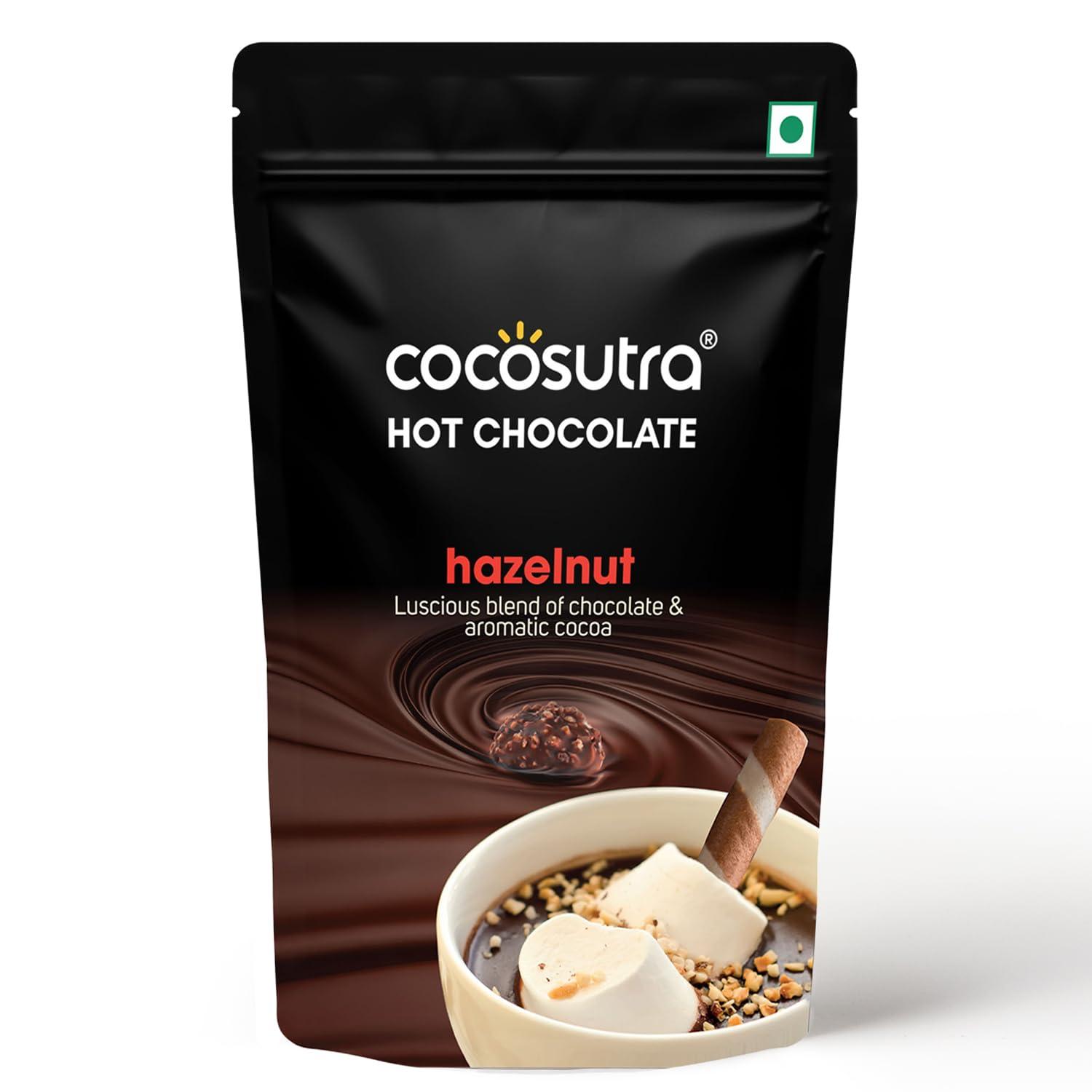COCOSUTRA COCOSUTRA Hazelnut Hot Chocolate Mix | Enjoy hot or cold | 100 g | 100% Natural & Vegan Drinking Chocolate | Serves 4 Cups