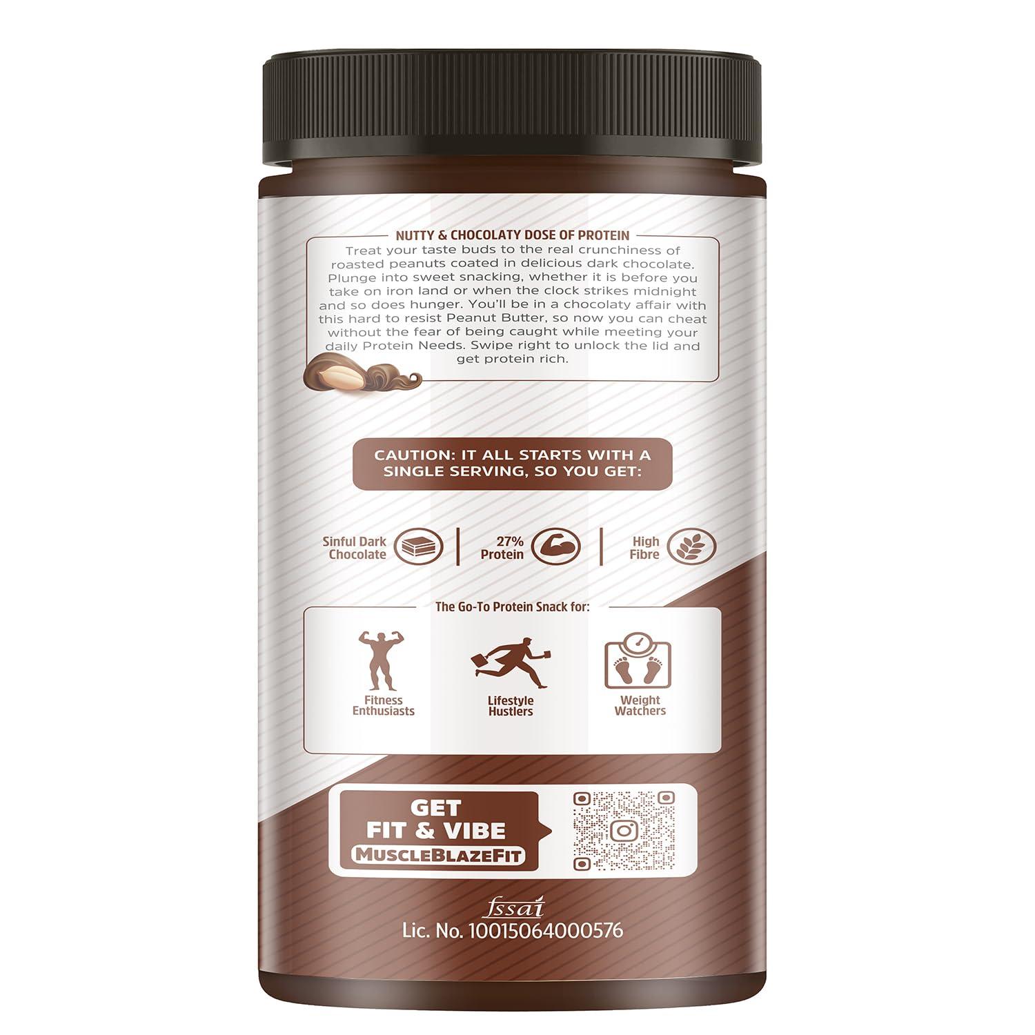 MuscleBlaze MuscleBlaze Fit High Protein Peanut Butter, Crunchy (Dark Chocolate Spread, 750g) | 27g Protein | With Pea Protein & Whey Protein Concentrate
