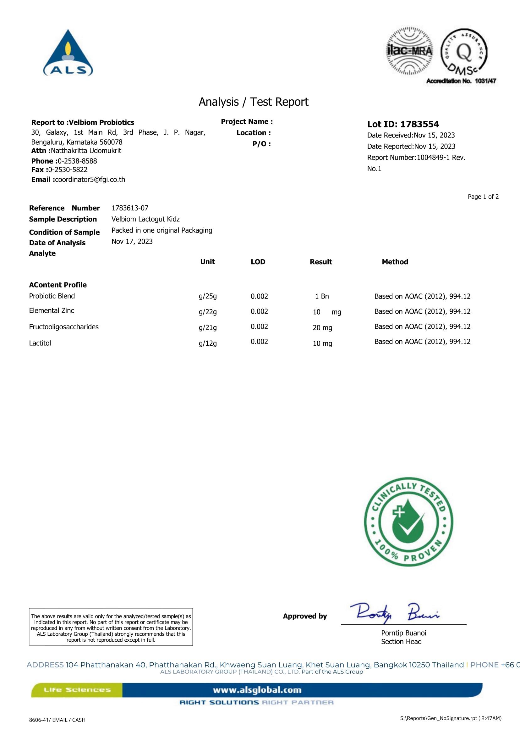 VELBIOM Velbiom Lactogut Kidz Probiotics Powder For Kids Easy To Consume Probiotics For Children Gut Health, Overall Wellness and Immunity Vegan Clinically Proven - Pack 2