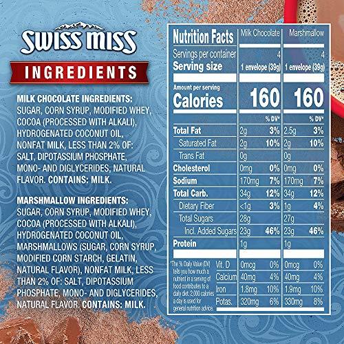 Swiss Miss Swiss Miss Variety Pack Milk Chocolate, Marshmallow Hot Cocoa Mix (33% Larger Mug), 313 g
