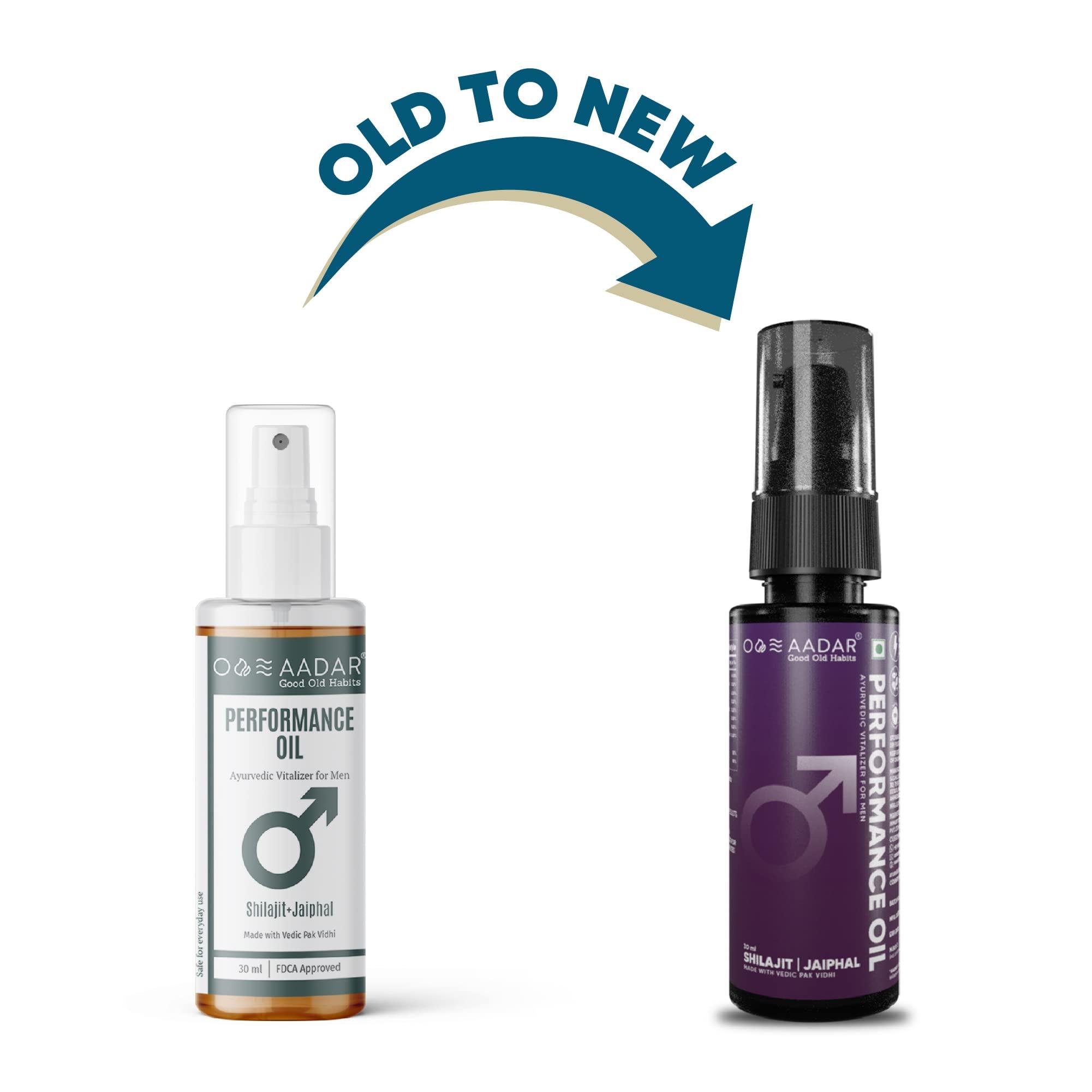 AADAR AADAR Performance Oil | Ayurvedic Massage Oil for Men | restores energy & hardens the relaxing muscles | Shilajit , Jaiphal, Safed Musli and Black Seed | 30 ml (Pack of 3)