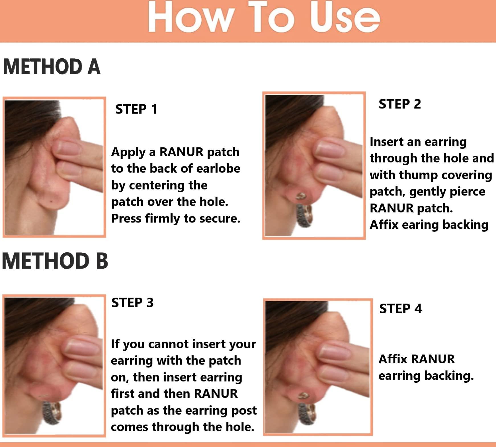 RANUR RANUR Waterproof Invisible Ear Lobe Support Patches, Ear Lobe Patches Makes Earings More Comfortable, Increase Earings Beauty, Medical Ear Patches (300)