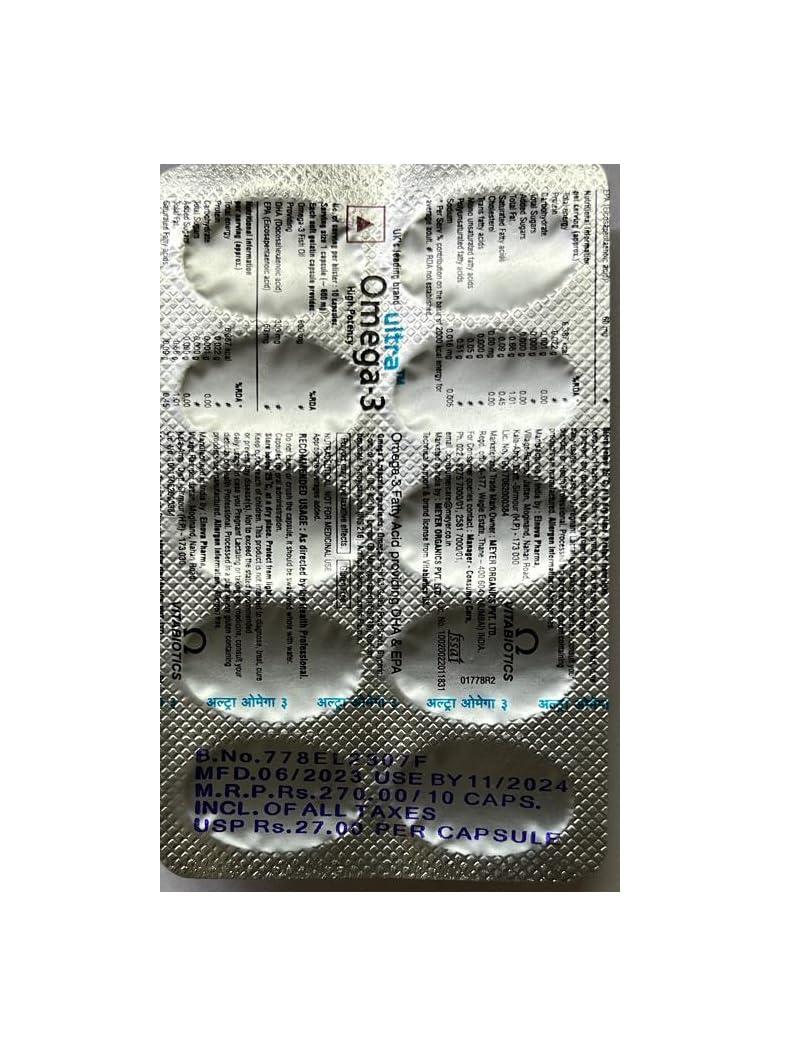 Ultra Ultra Omega 3 Capsules Support Normal Functioning Of Heart, Vision And Brain | 60 Capsules