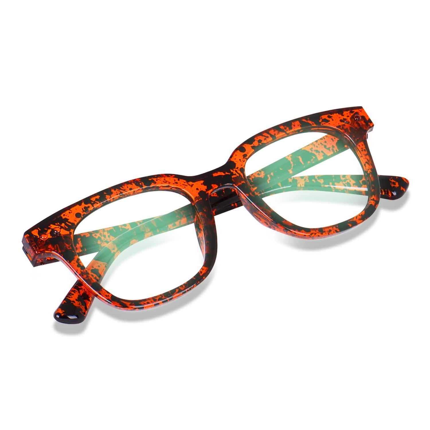 Dervin Dervin Blue Light Blocking Computer Glasses Gaming Filter Transparent Square Eyeglasses for Eye Protection Men and Women, Tablet/Laptop/Mobile/TV, Anti-blue & Anti eyestrain (Brown-Print)