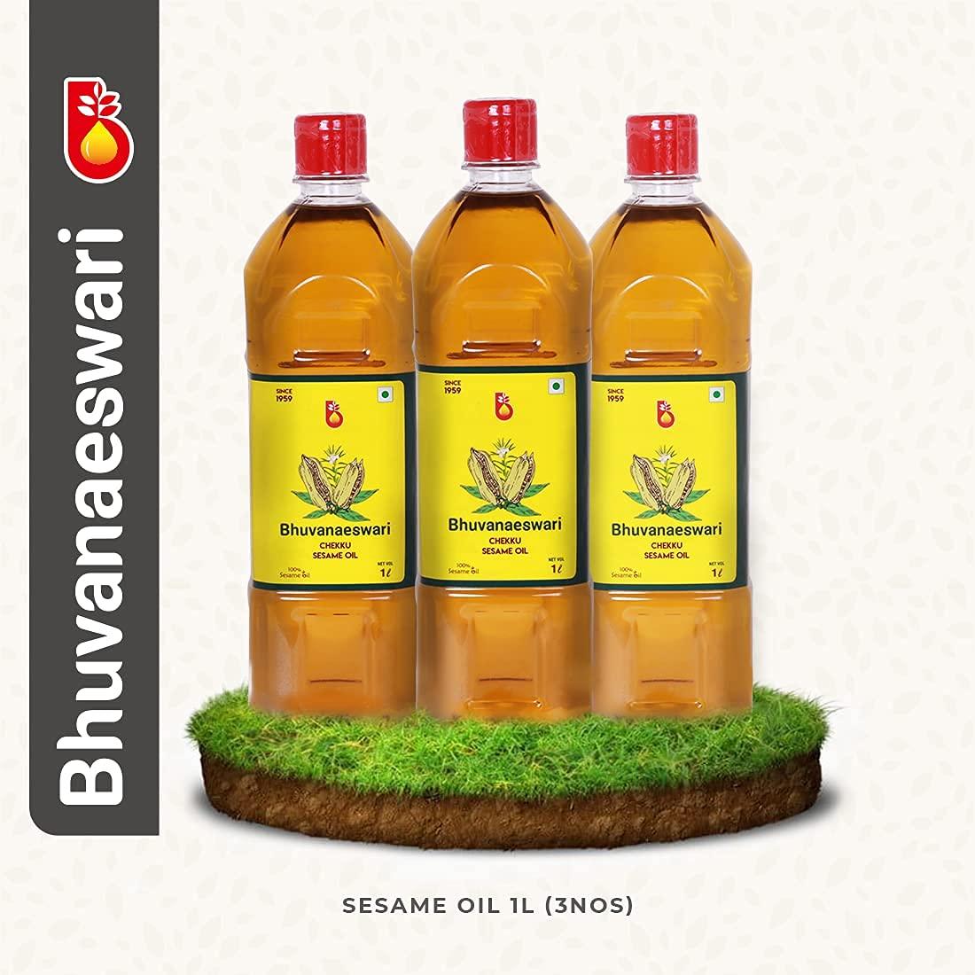 Bhuvanaeswari Bhuvanaeswari Cold Pressed Sesame Oil/Gingelly Oil, 1000 ml (Pack of 3)