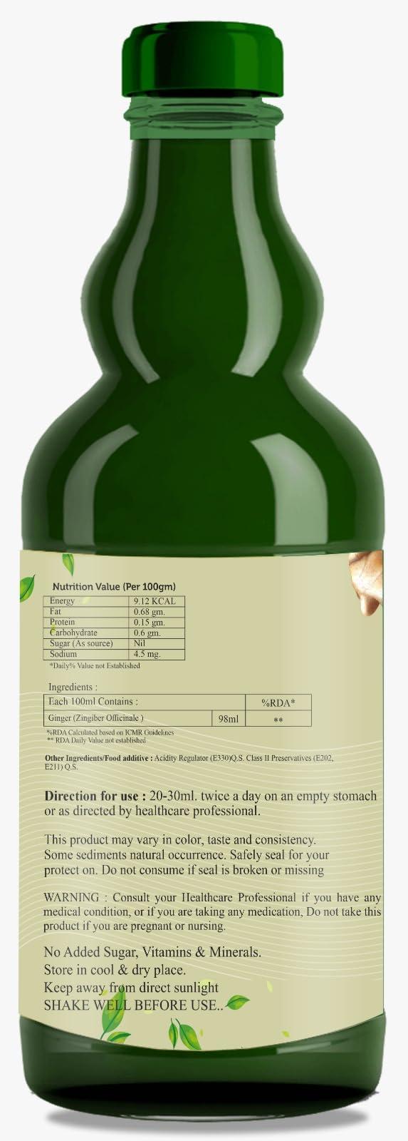 Mint Veda Mint Veda Natural Raw Ginger Juice | Concentrated Ginger Ale Health Drink | Sugar Free With No Added Preservatives Healthy Vegetable Juice Which Boosts Immunity and digestion