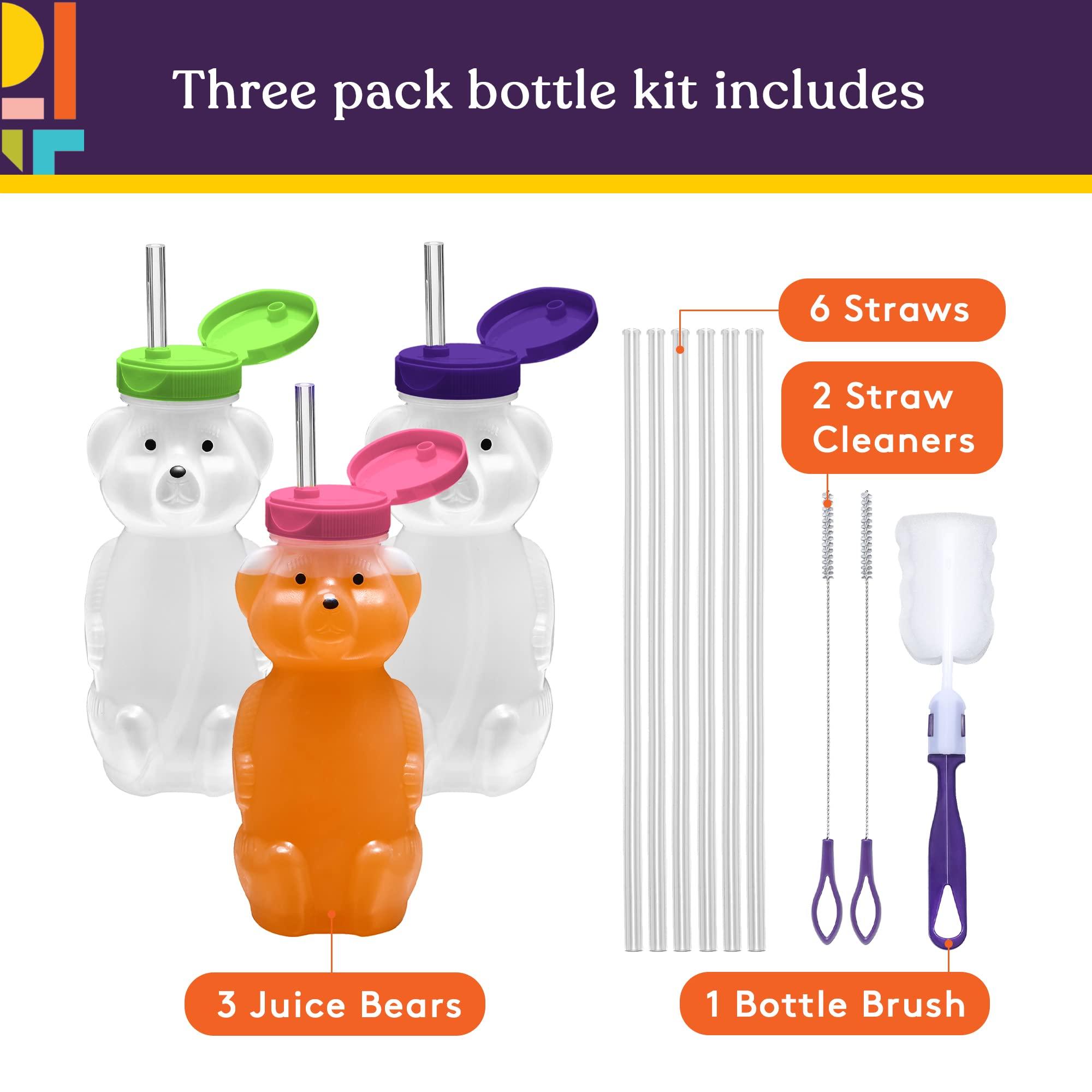 Special Supplies Special Supplies Honey Bear Straw Cup Long Straws, 3-Pack Squeezable Therapy and Special Needs Assistive Drink Container, Spill Proof and Leak Resistant Lid