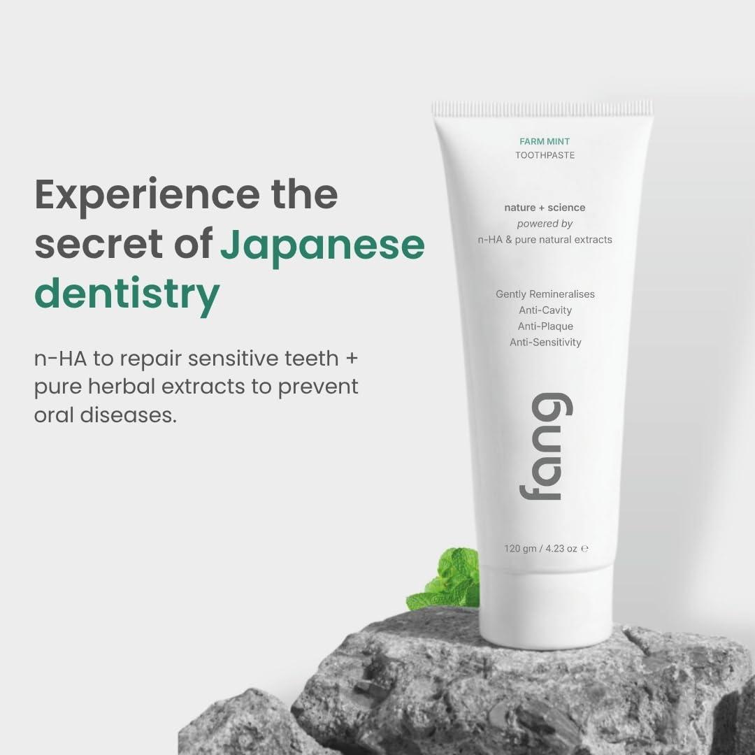 Fang Fang Farm Mint Natural Toothpaste|Fluoride Free Hydroxyapatite|Teeth Whitening|Heals Sensitive Teeth|Fights Cavities,Gum Diseases & Bad Breath|SLS & Chemical Free|Organic, Vegan|100 grams(Pack of 1)