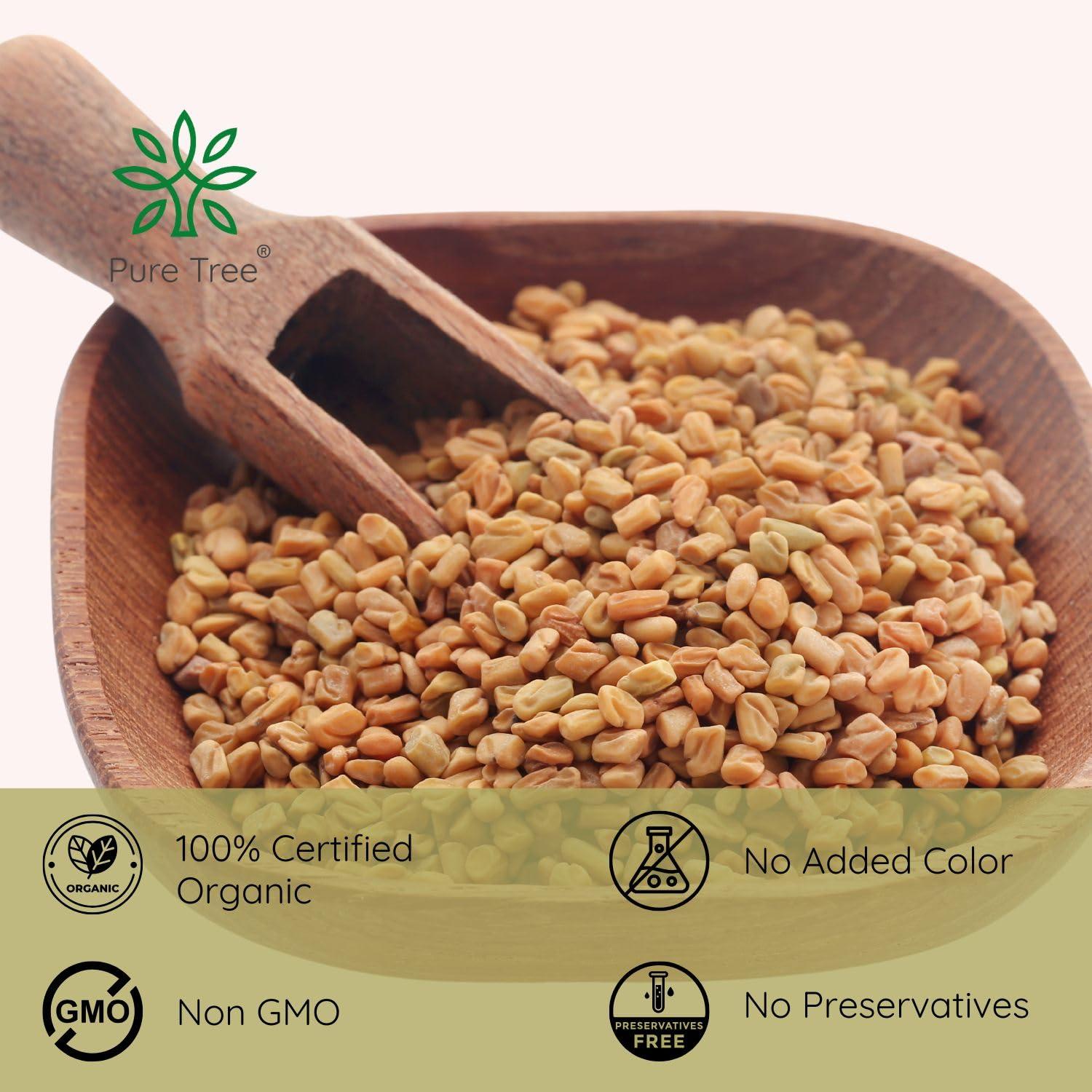 Pure Tree Pure Tree Certified Organic Methi Dana | 400 g | Organic Fenugreek Seeds | Methi Seeds Whole Spices | Menthulu Seeds | Vendayam | Rich in Aroma and Flavour