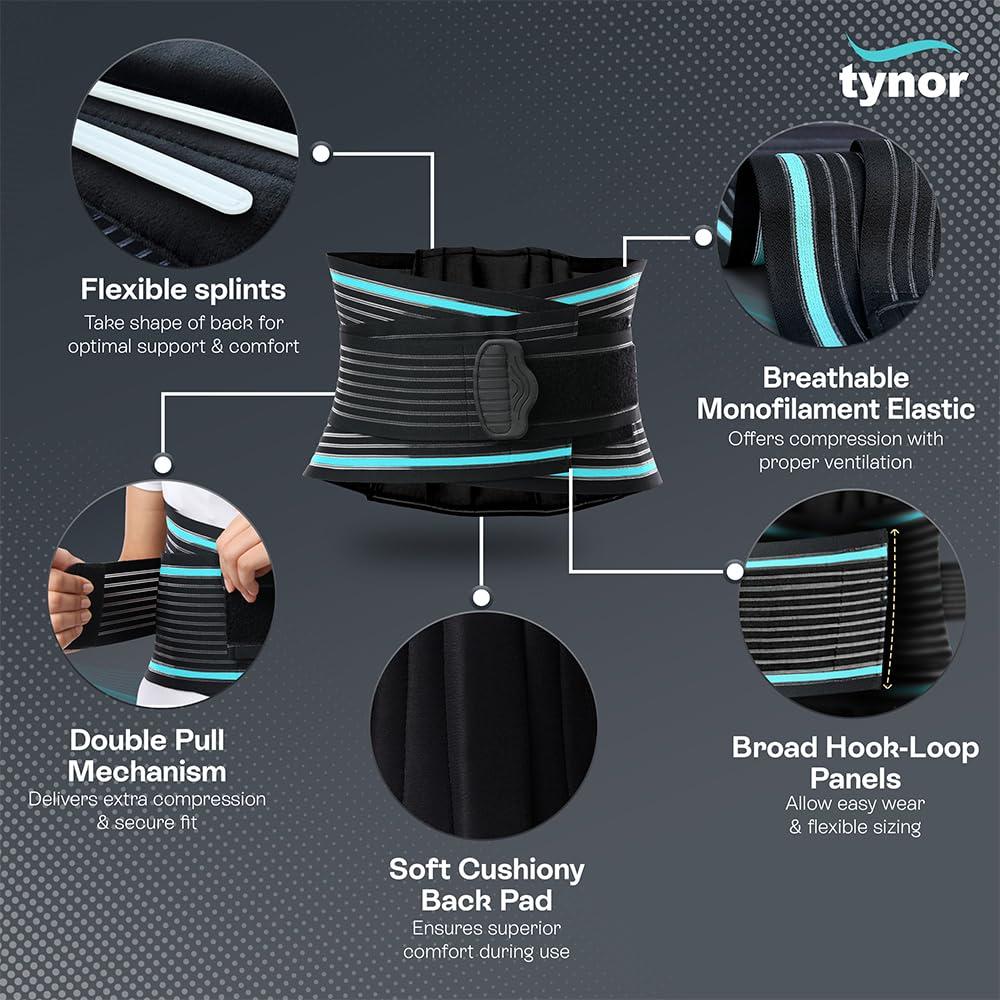 TYNOR TYNOR Lumbo Sacral Belt, Black, Medium, 1 Unit