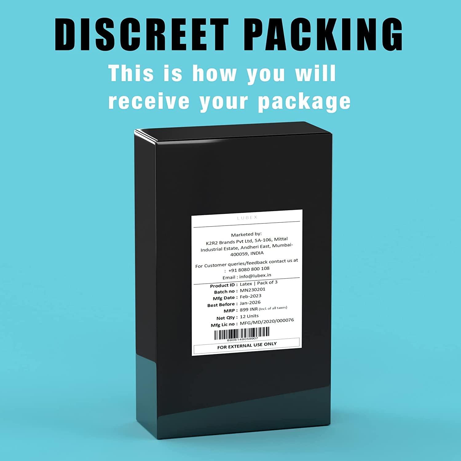 LUBex Lubex 6 in 1 Condoms - Long Lasting, Extra Dotted with Condom Disposable Bags - Extra Ribbed for Girls & Extra Time for Men - Strawberry Flavour - Combo Pack of 12 Condoms