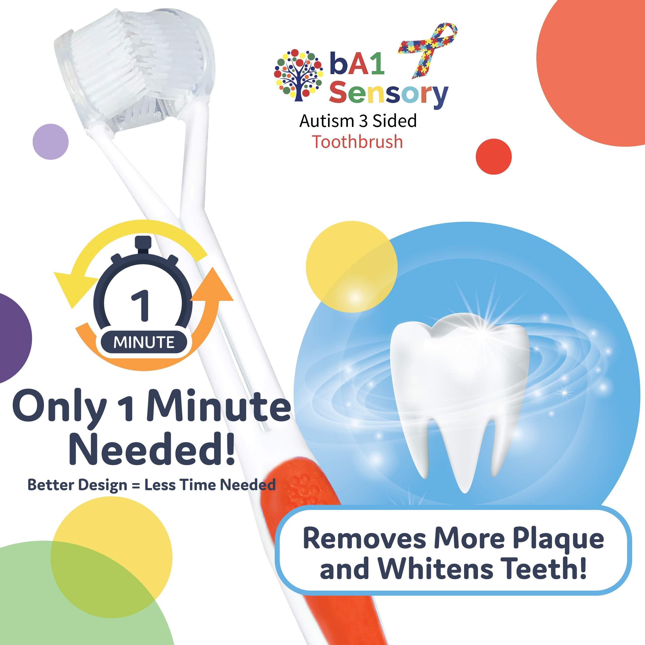 bA1 Health bA1 Health - 3-Sided Surround Specialty Toothbrush (Complete Coverage) - Autism, ASD, Special Needs, Sensory, Perio Brush for All Kids/Adults - Best for Sensitive Gums and Teeth! Choose From 4 Colors